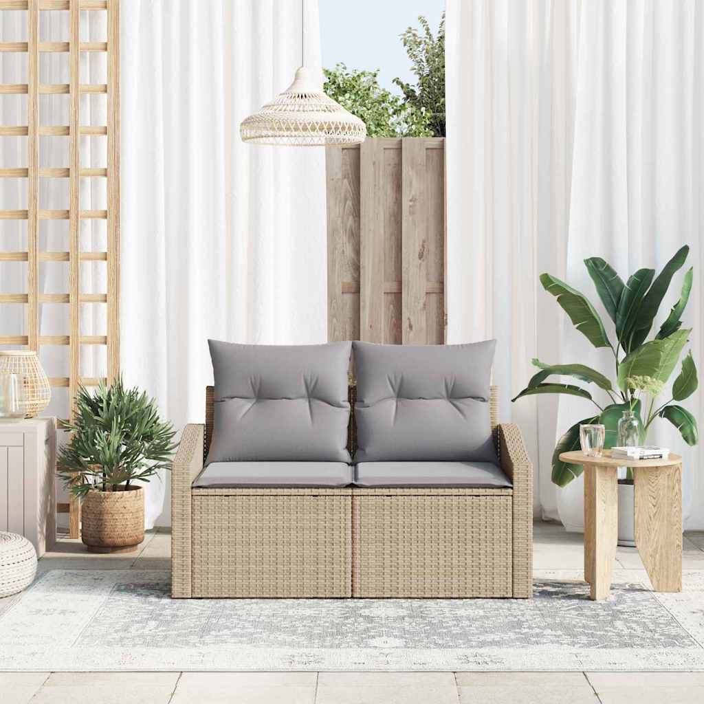 vidaXL Καναπές Κήπου με μαξιλάρι Μπεζ 123 x 62 x 69εκ συνθετικό ρατάν