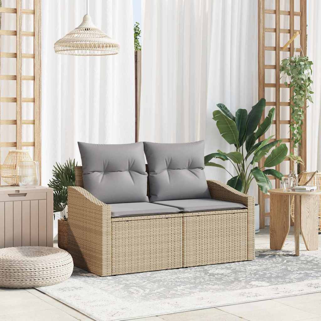 vidaXL Καναπές Κήπου με μαξιλάρι Μπεζ 123 x 62 x 69εκ συνθετικό ρατάν