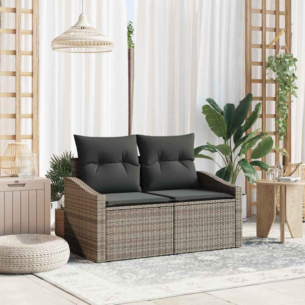 vidaXL Καναπές Κήπου με μαξιλάρι Γκρι 123 x 62 x 69εκ συνθετικό ρατάν