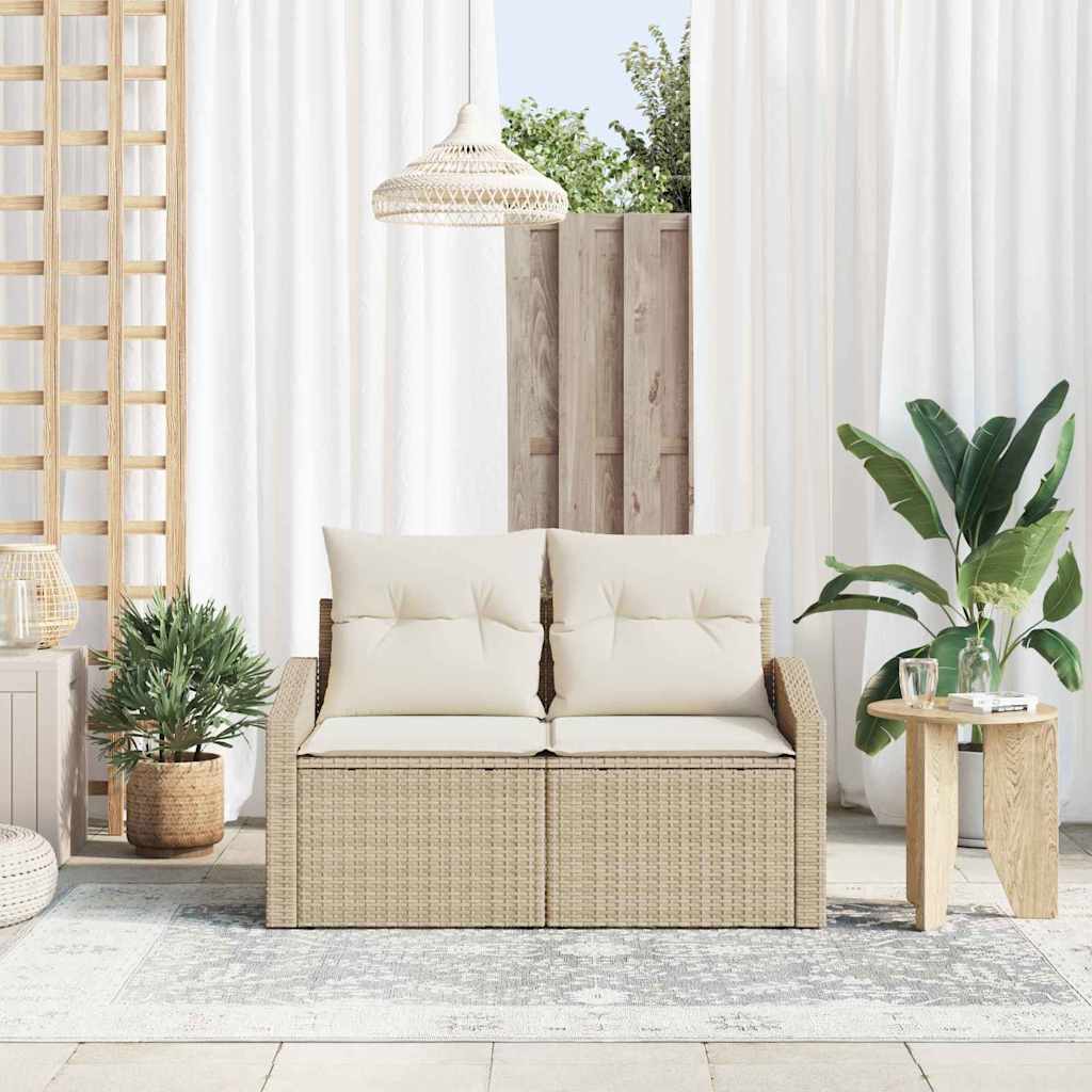 vidaXL Καναπές Κήπου με μαξιλάρι Μπεζ 123 x 62 x 69εκ συνθετικό ρατάν