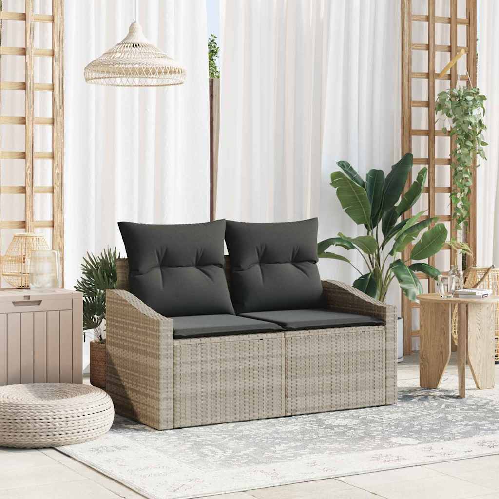 vidaXL Καναπές Κήπου με μαξιλάρι Γκρι 123 x 62 x 69εκ συνθετικό ρατάν