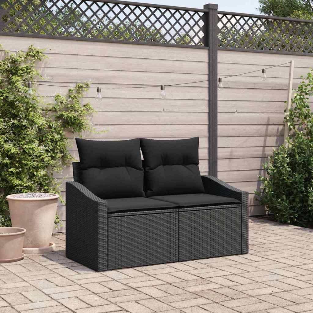 vidaXL Καναπές Κήπου με μαξιλάρι Μαύρο 123 x 62 x 69εκ συνθετικό ρατάν