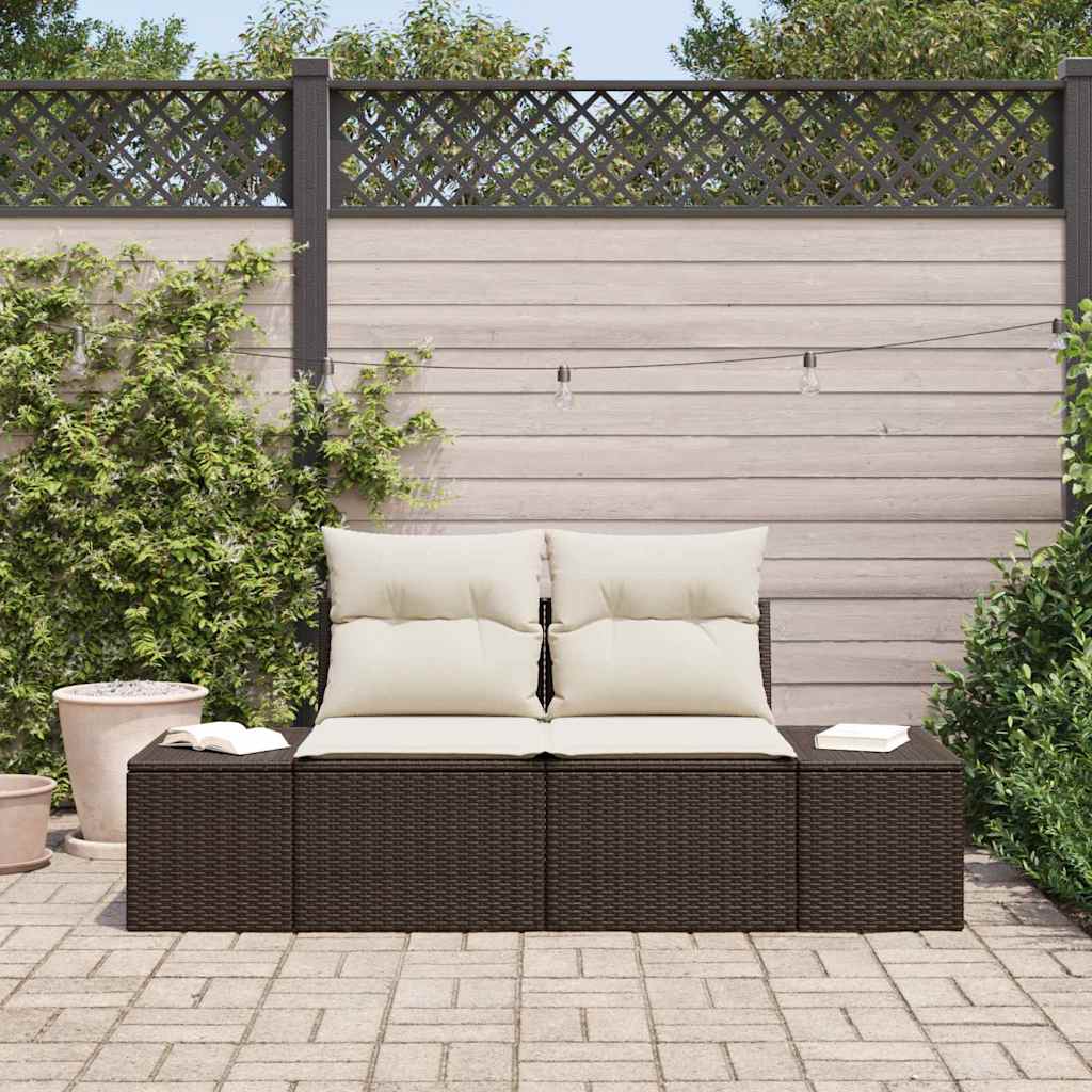 vidaXL Καναπές Κήπου με μαξιλάρι Καφέ 123 x 62 x 69εκ συνθετικό ρατάν