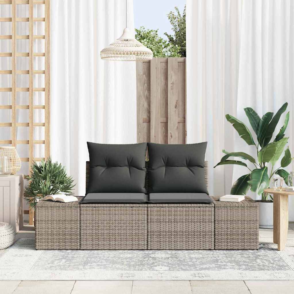 vidaXL Καναπές Κήπου με μαξιλάρι Γκρι 123 x 62 x 69εκ συνθετικό ρατάν