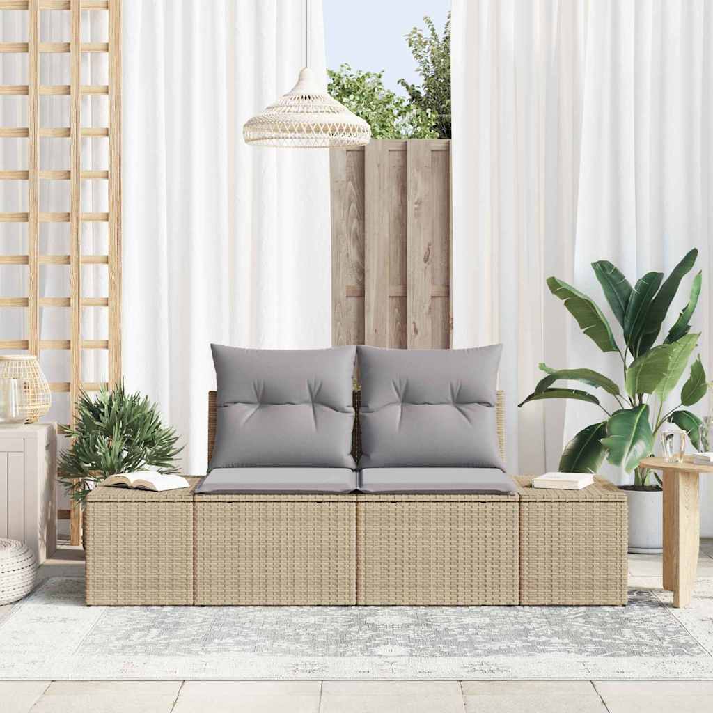 vidaXL Καναπές Κήπου με μαξιλάρι Μπεζ 123 x 62 x 69εκ συνθετικό ρατάν