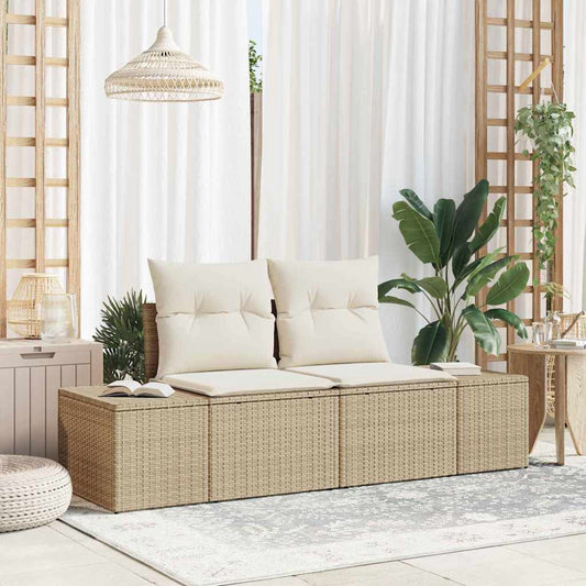 vidaXL Καναπές Κήπου με μαξιλάρι Μπεζ 123 x 62 x 69εκ συνθετικό ρατάν