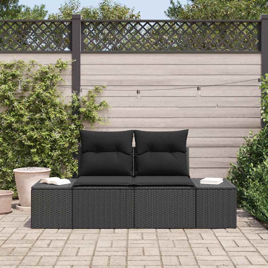 vidaXL Καναπές Κήπου με μαξιλάρι Μαύρο 123 x 62 x 69εκ συνθετικό ρατάν