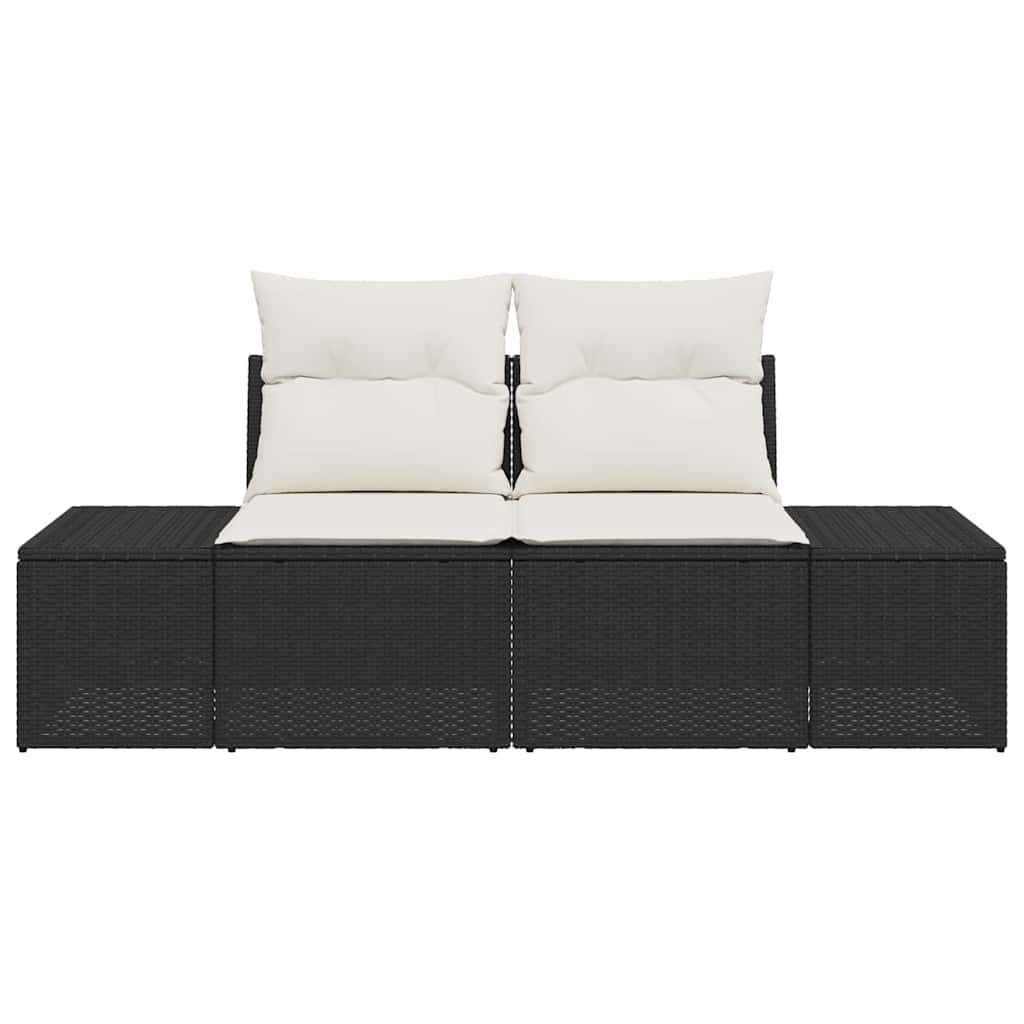 vidaXL Καναπές Κήπου με μαξιλάρι Μαύρο 123 x 62 x 69εκ συνθετικό ρατάν