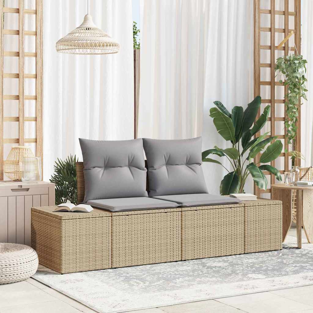 vidaXL Καναπές Κήπου με μαξιλάρι Μπεζ 123 x 62 x 69εκ συνθετικό ρατάν