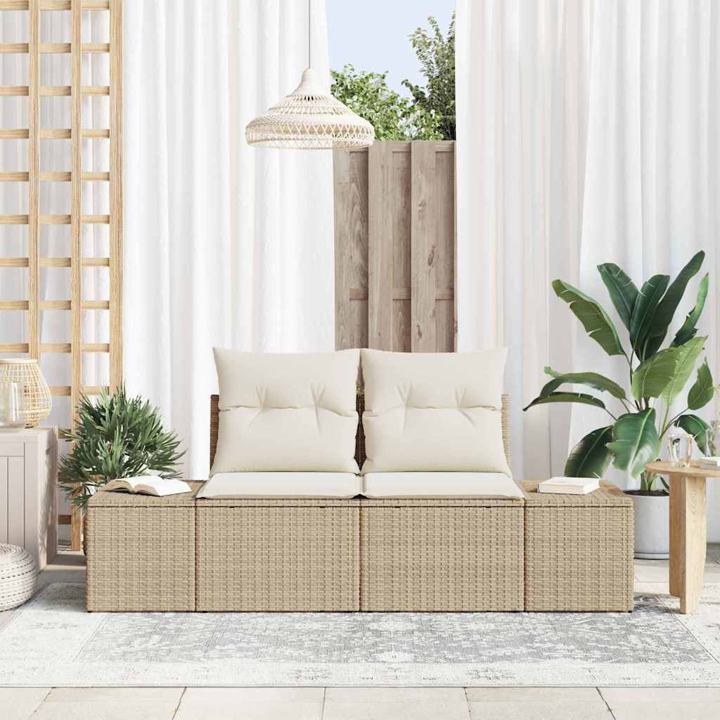 vidaXL Καναπές Κήπου με μαξιλάρι Μπεζ 123 x 62 x 69εκ συνθετικό ρατάν
