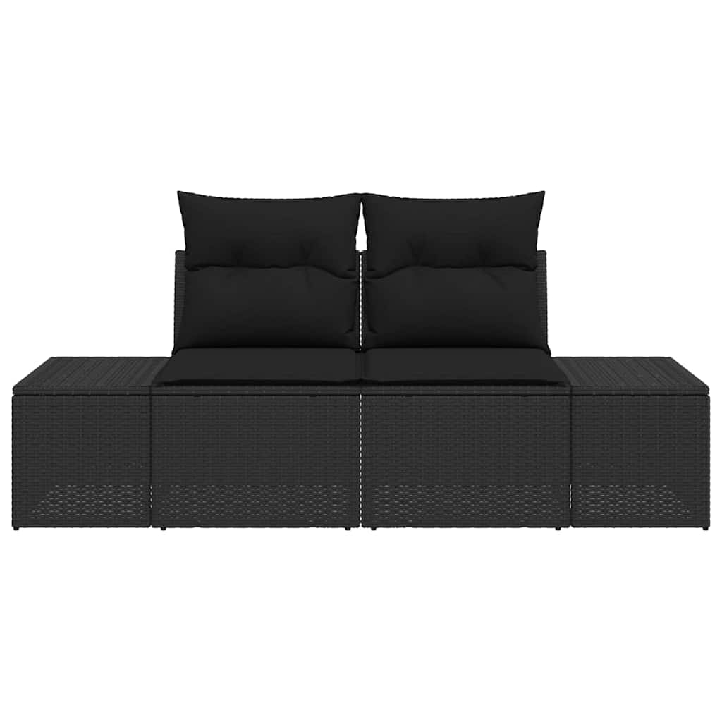 vidaXL Καναπές Κήπου με μαξιλάρι Μαύρο 123 x 62 x 69εκ συνθετικό ρατάν