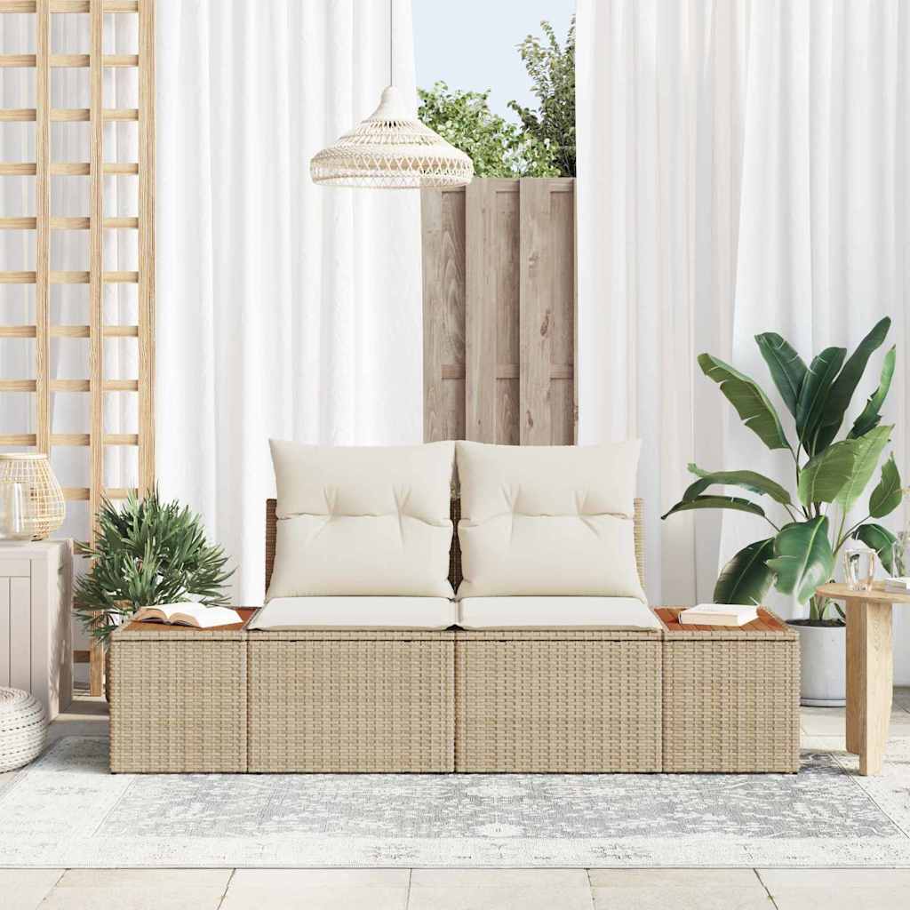 vidaXL Καναπές Κήπου Μπεζ 184 x 62 x 85εκ συνθετικό ρατάν