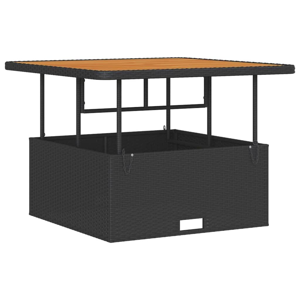 vidaXL 3 Τεμαχίων Σετ Τραπεζαρίας Κήπου με Μαξιλάρες Μαύρο Πολυ Ρατάν Ακακία