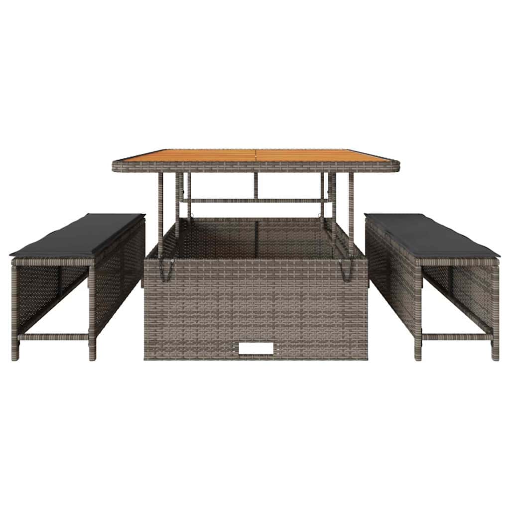 vidaXL Σέτ φαγητού για κήπο Γκρι Πολυ ράταν