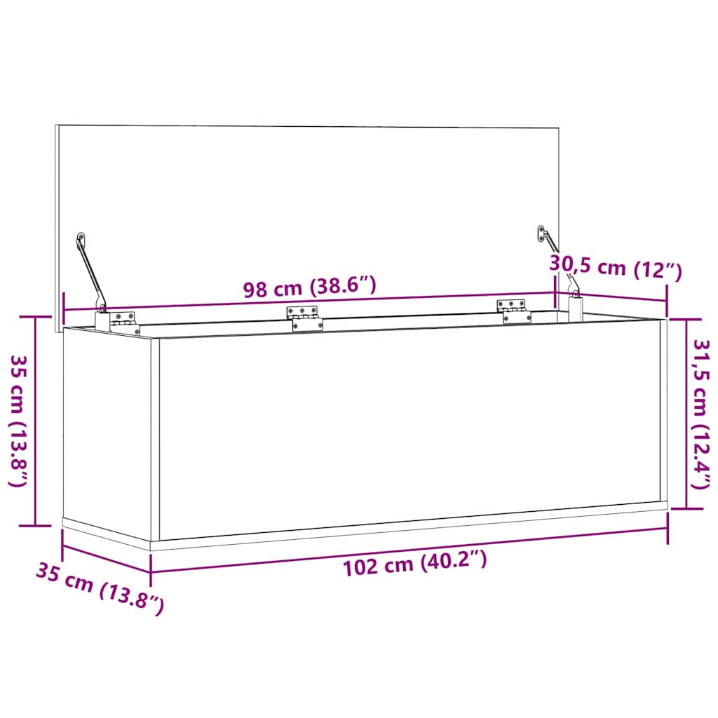 vidaXL Κουτί αποθήκευσης με αποθήκευση Artisan Oak 102 x 35 x 35 cm