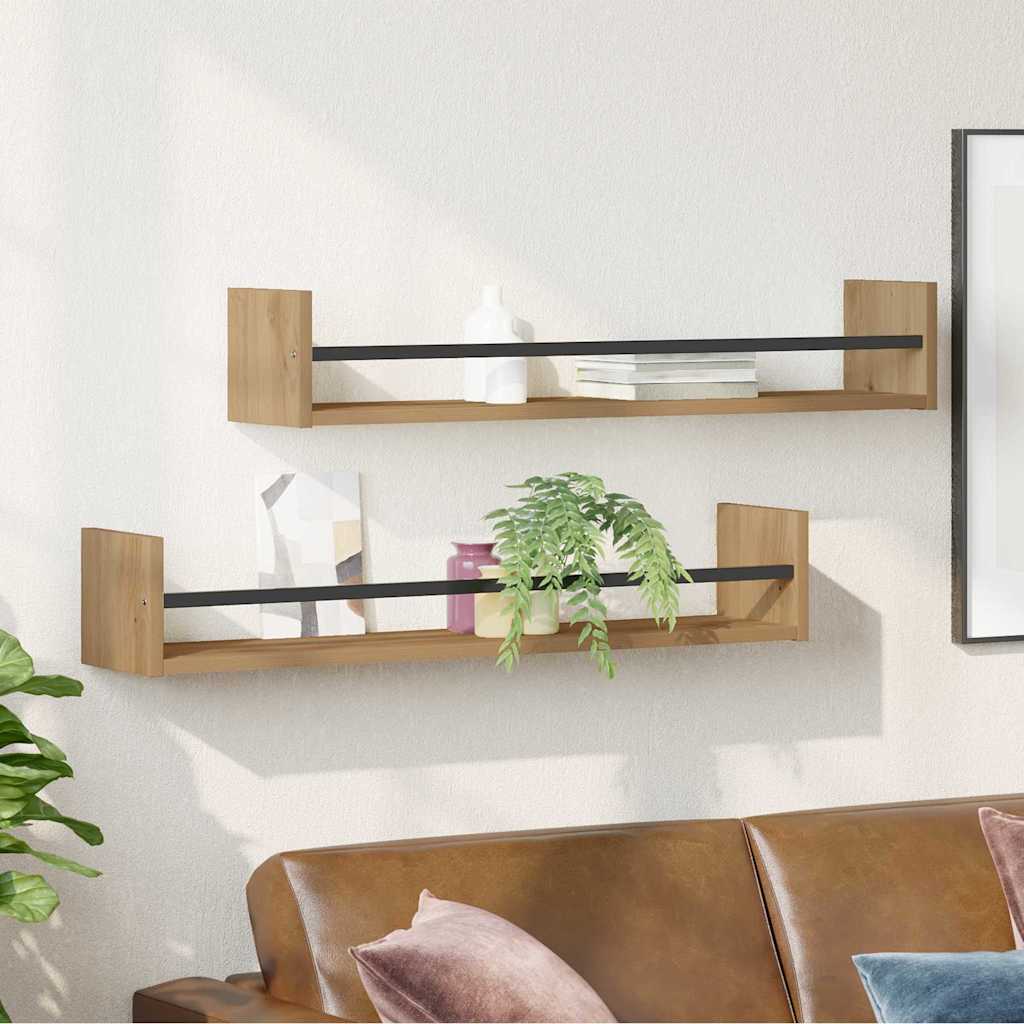 vidaXL Ράφι Τοίχου Επιτοίχιο 2 pcs Artisan Oak 80 x 16 x 14 cm