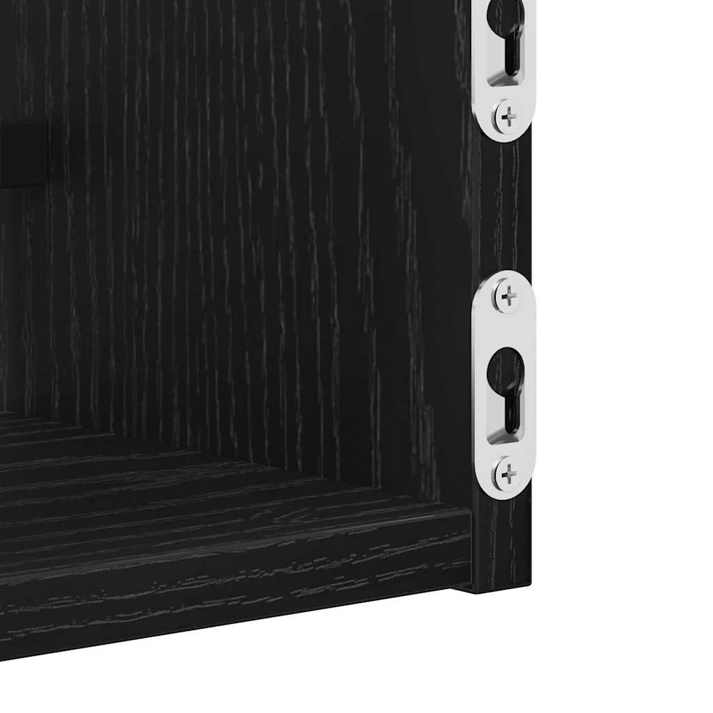 vidaXL Ράφι Τοίχου Επιτοίχιο 2 pcs Μαύρη Οξυά 80 x 16 x 14 cm