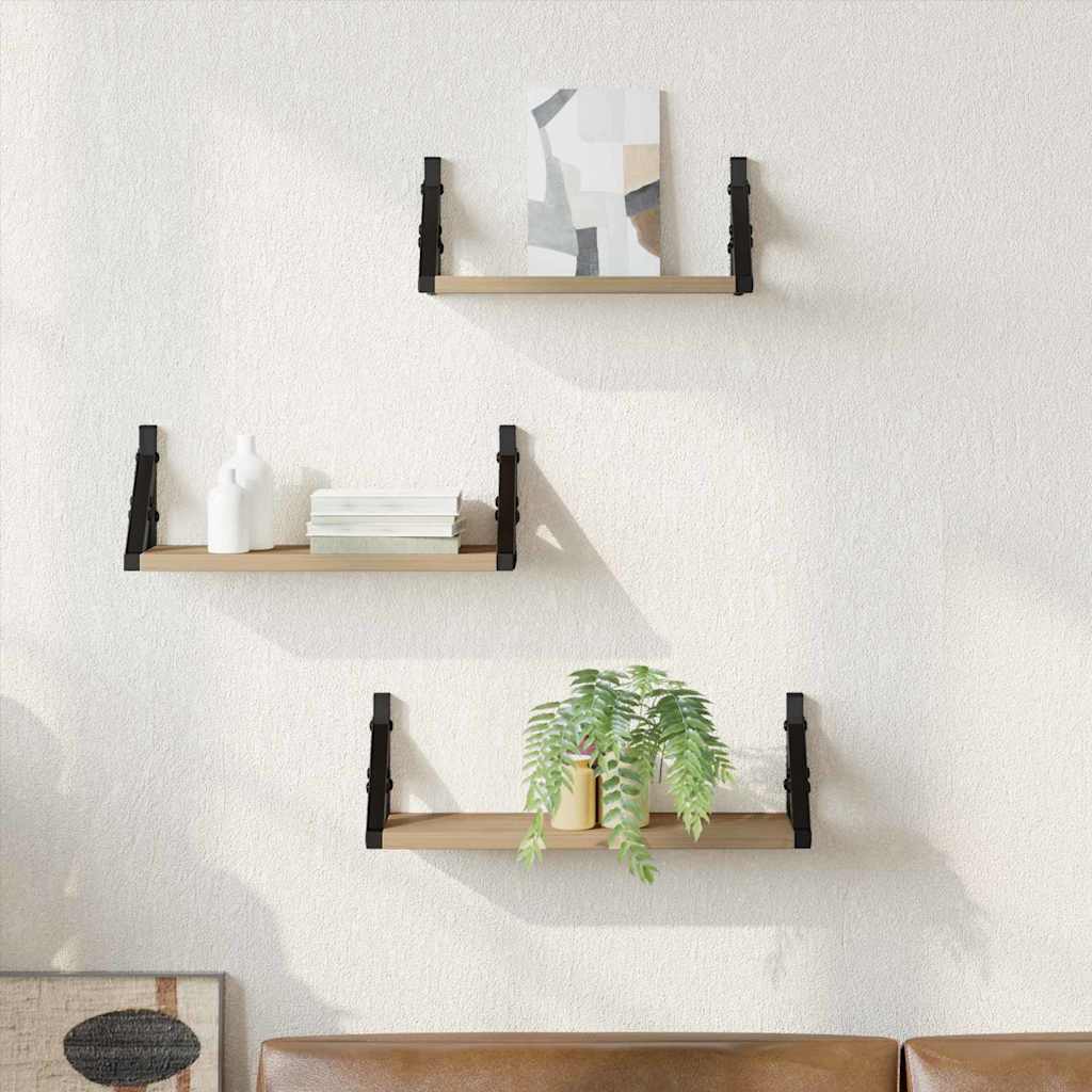 vidaXL Ράφι Τοίχου Επιτοίχιο με αποθήκευση 3 pcs Καπνιστό Δρύς