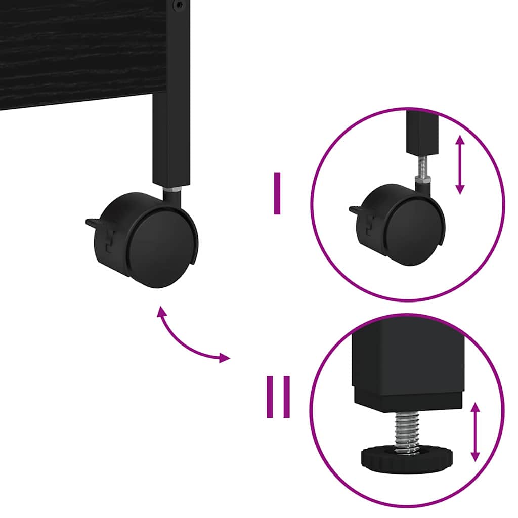 vidaXL Καρότσι Κουζίνας Μαύρη δρυς 50 x 30 x 70 εκ. Επεξεργασμένο ξύλο
