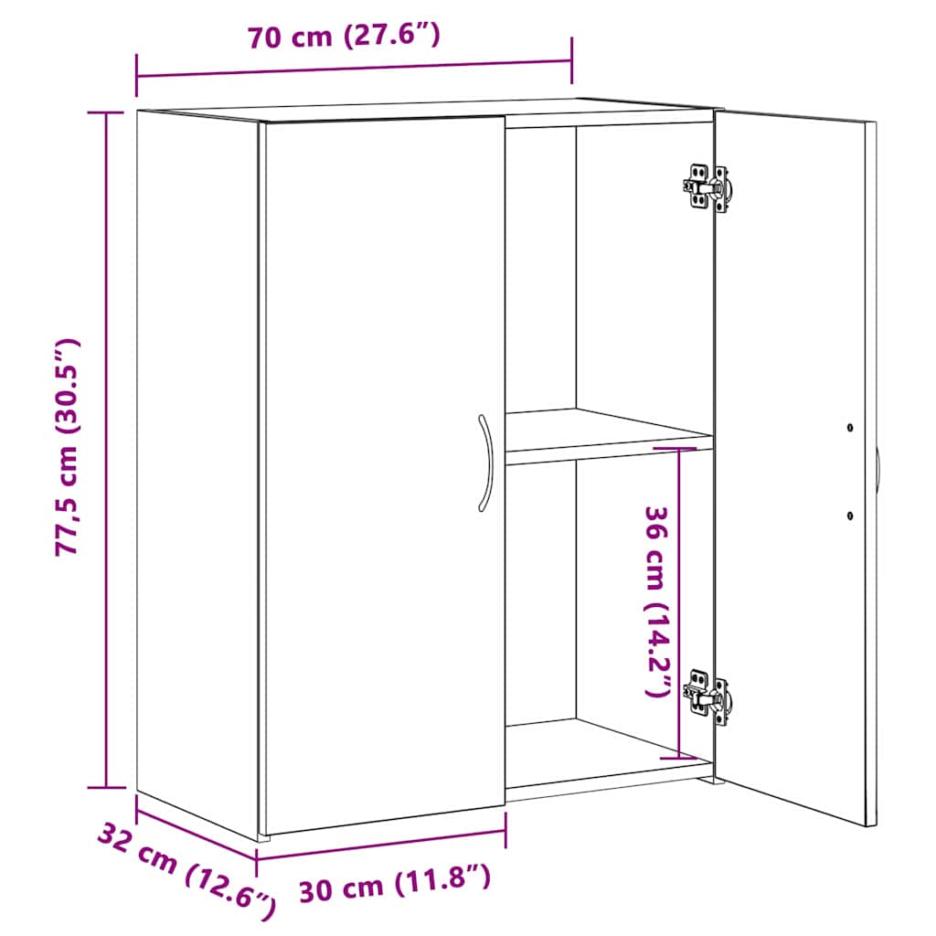 vidaXL Γραφείο Ντουλάπι artisan δρυς 60 x 32 x 77.5 Επεξεργασμένο ξύλο