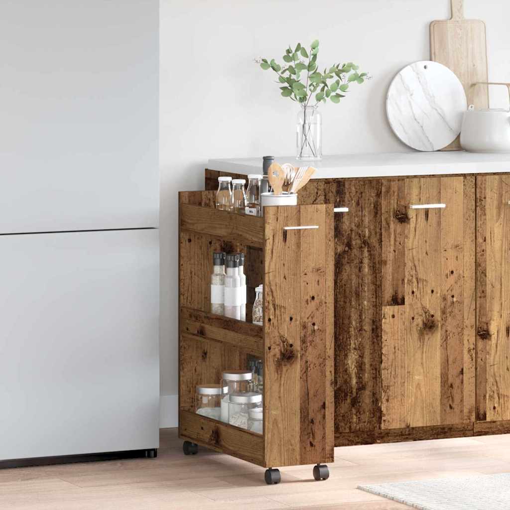 vidaXL Ντουλαπιού με τροχούς Παλιό ξύλο 60 x 22 x 79 εκ
