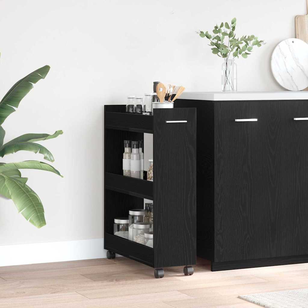 vidaXL Ντουλαπιού με τροχούς Μαύρη Οξυά 60 x 22 x 79 εκ
