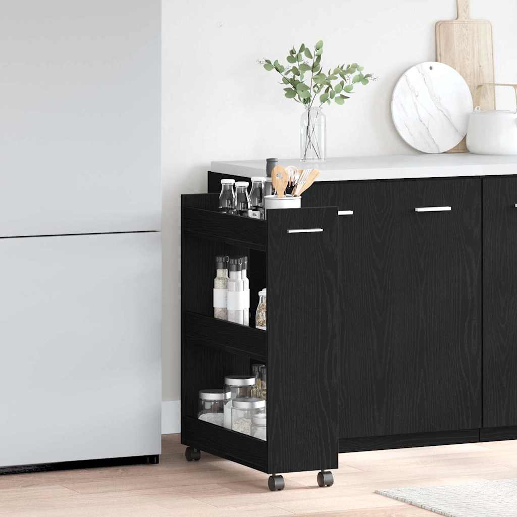 vidaXL Ντουλαπιού με τροχούς Μαύρη Οξυά 60 x 22 x 79 εκ