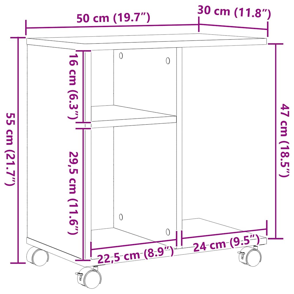 vidaXL Κοντρόλ Τραπέζι με ράφι artisan δρυς 50 x 30 x 55 εκ.