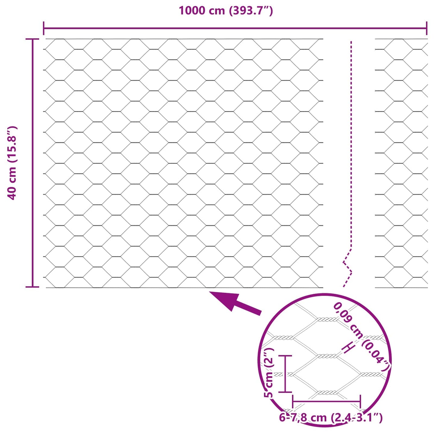 vidaXL Φράχτης Εξαγώνου 0,4 x 10 μ PVC Πράσινο