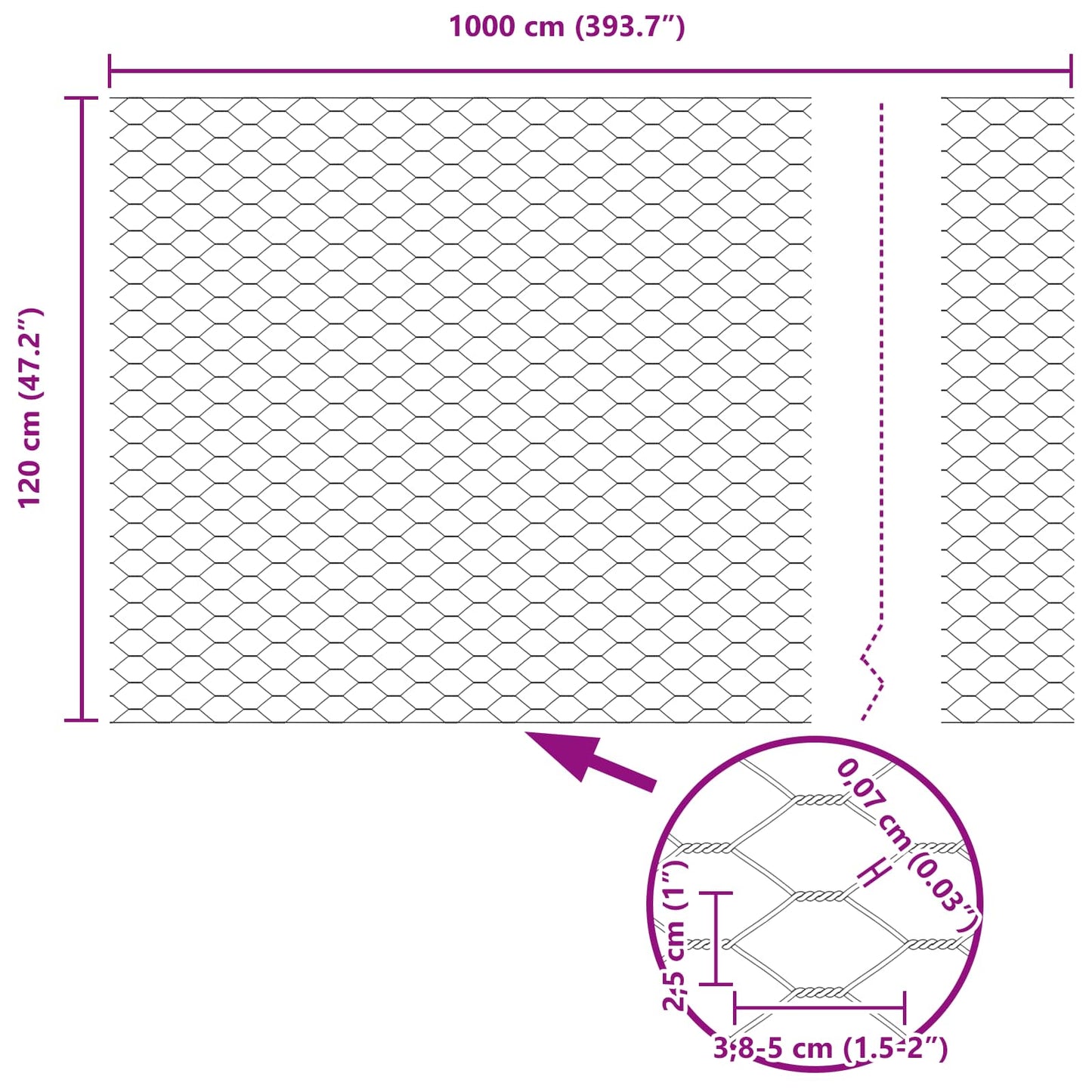 vidaXL Εξαγωνικός φράχτης Πράσινο 1.2 x 10 m Ατσάλι