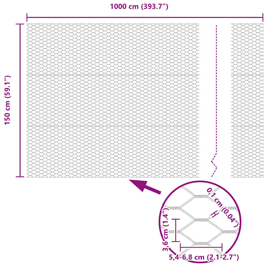 vidaXL Εξάγωνος Φράχτης Γκρίζος Γκρι 1.5 x 10 m Ατσάλι