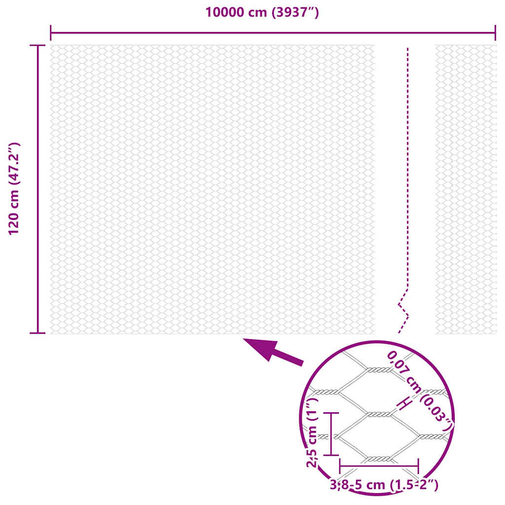 vidaXL Φράχτης Εξαγώνου Γκρι 1,2 x 100 m PVC