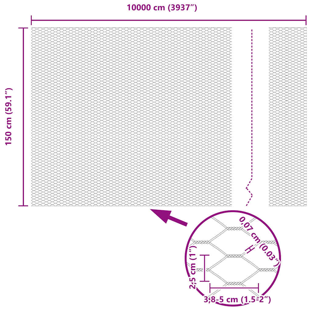 vidaXL Φράχτης Εξαγώνου Γκρι 1,5 x 100 μ PVC