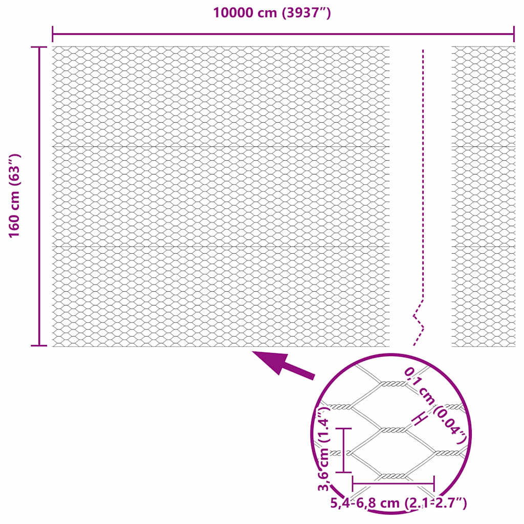 vidaXL Φράχτης Εξαγώνου Γκρι 1,6 x 100 m PVC