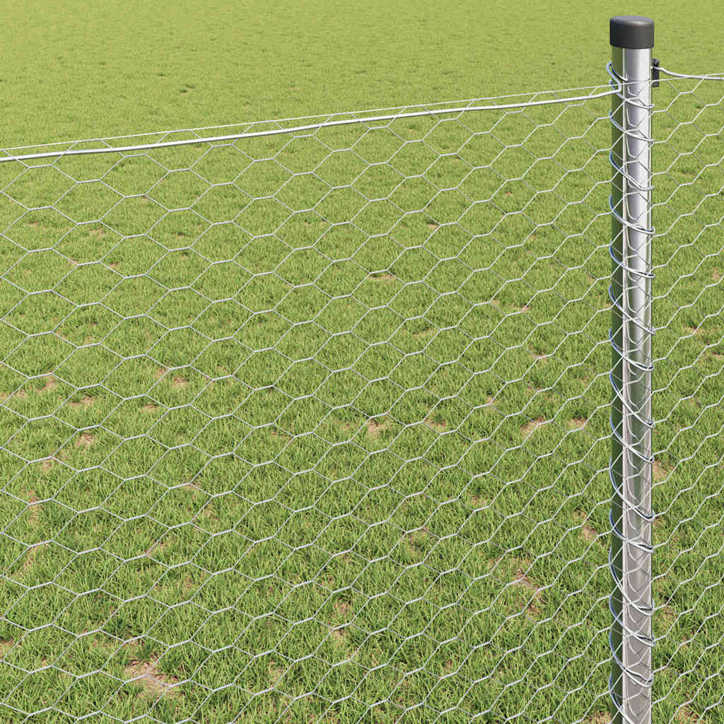 vidaXL Φράχτης Εξαγώνου Ασημί 0,8 x 25 m Γαλβανισμένος χάλυβας