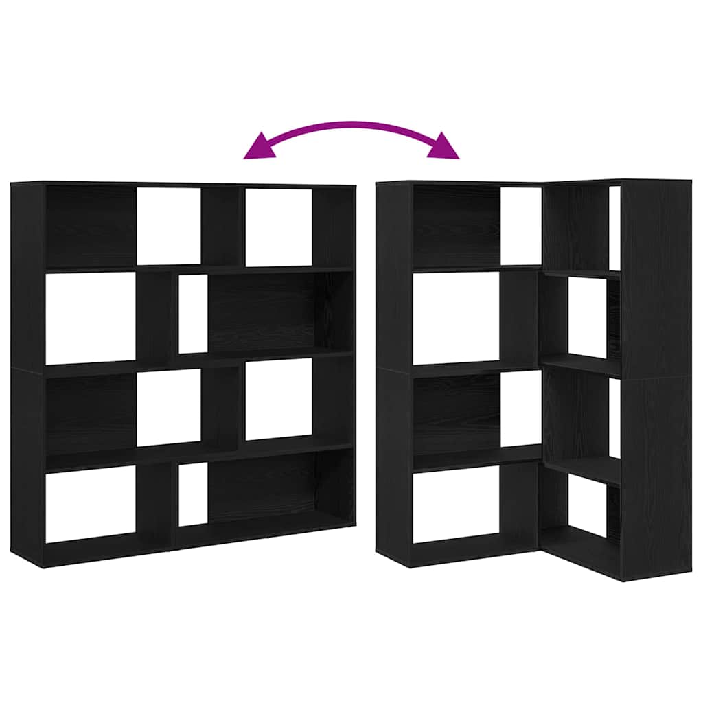 vidaXL Βιβλιοθήκη Μαύρη δρυς 140 x 30 x 140 εκ Επεξεργασμένο ξύλο