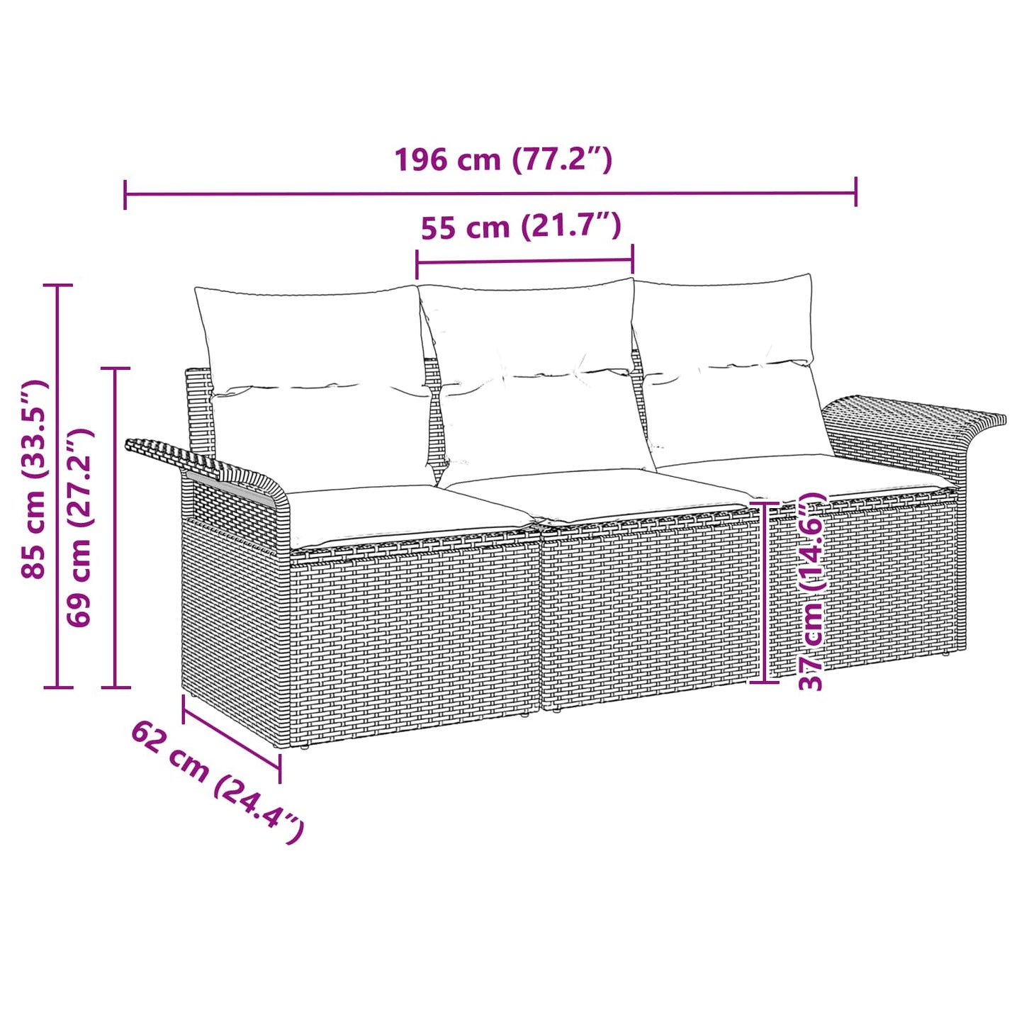 vidaXL Σετ Καναπέ 3 τμχ. 3-Αριθμός καθισμάτων Γκρι και Ναυτικό