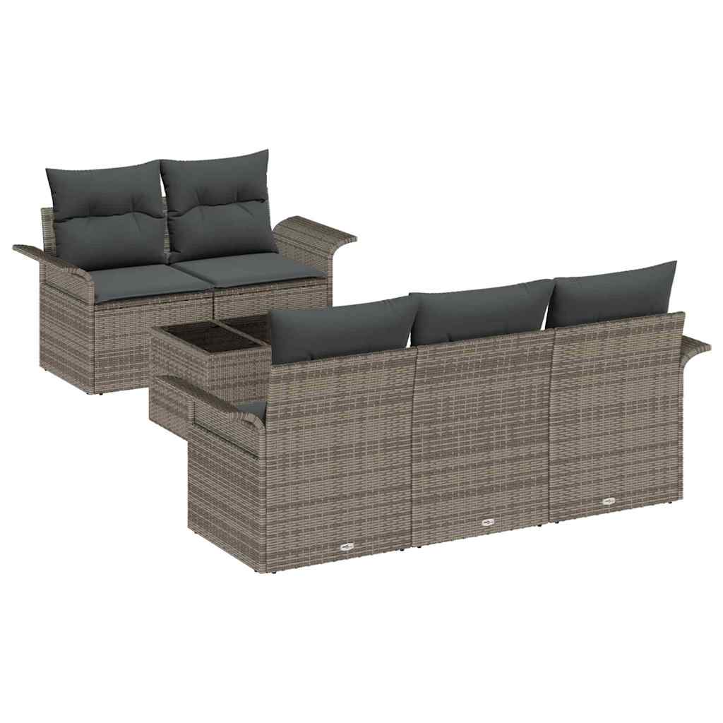 vidaXL Σετ Καναπέ με μαξιλάρι 6 pcs Γκρι συνθετικό ρατάν