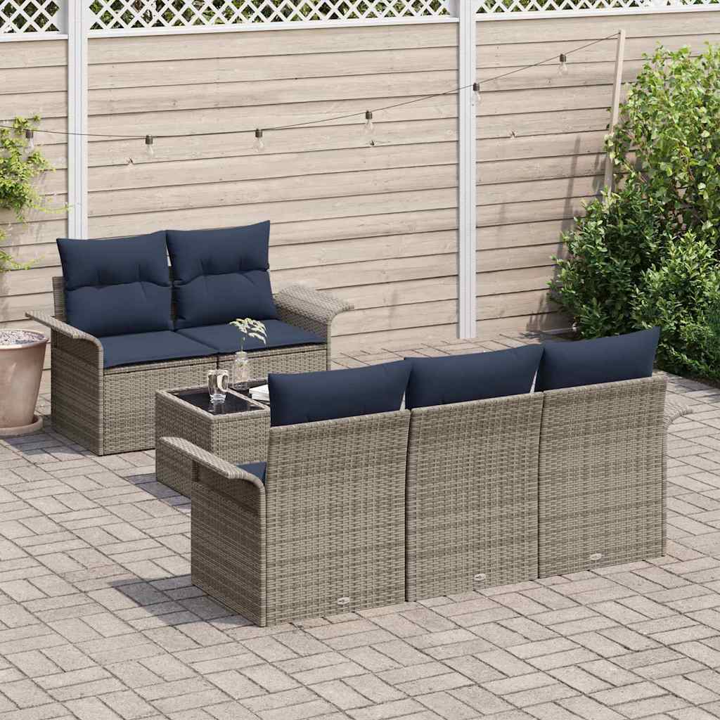 vidaXL Σετ Καναπέ Κήπου με μαξιλάρι 6 pcs Γκρι συνθετικό ρατάν