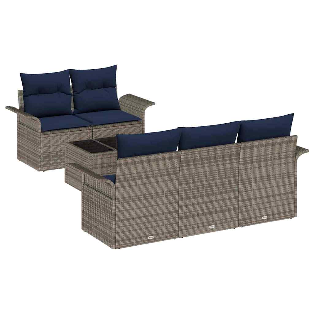 vidaXL Σετ Καναπέ Κήπου με μαξιλάρι 6 pcs Γκρι συνθετικό ρατάν