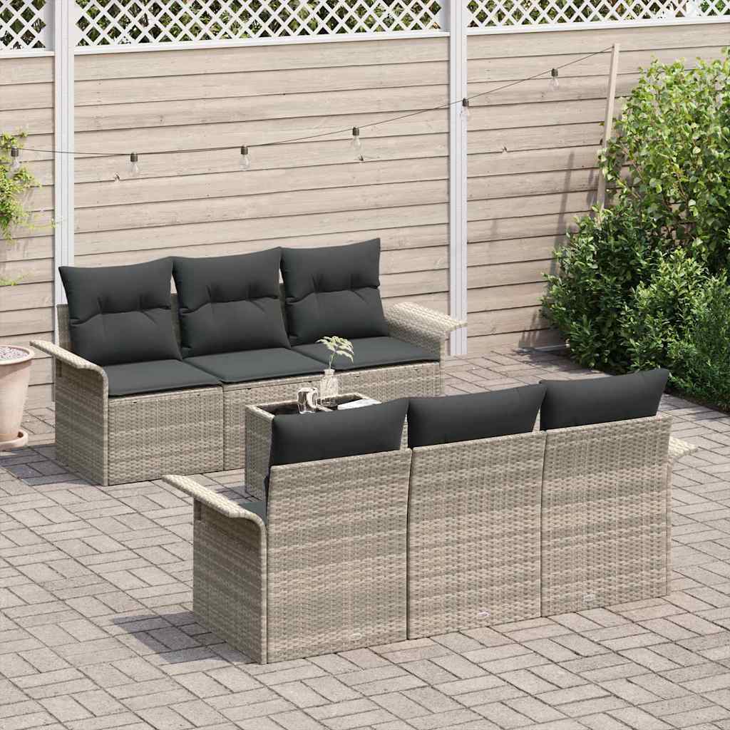 vidaXL Σετ Καναπέ Κήπου με μαξιλάρι 7 pcs Ανοιχτό γκρι συνθετικό ρατάν