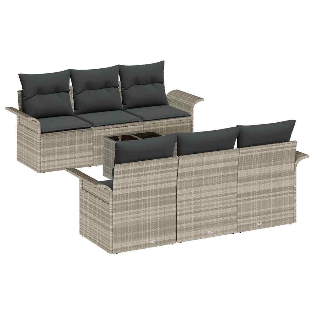 vidaXL Σετ Καναπέ Κήπου με μαξιλάρι 7 pcs Ανοιχτό γκρι συνθετικό ρατάν