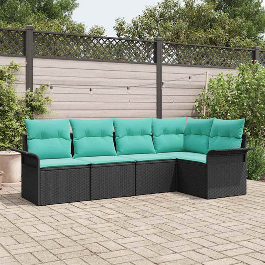 vidaXL Σετ Καναπέ Κήπου με μαξιλάρι 5 pcs Μαύρο συνθετικό ρατάν