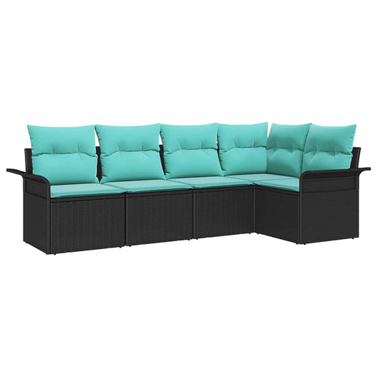 vidaXL Σετ Καναπέ Κήπου με μαξιλάρι 5 pcs Μαύρο συνθετικό ρατάν