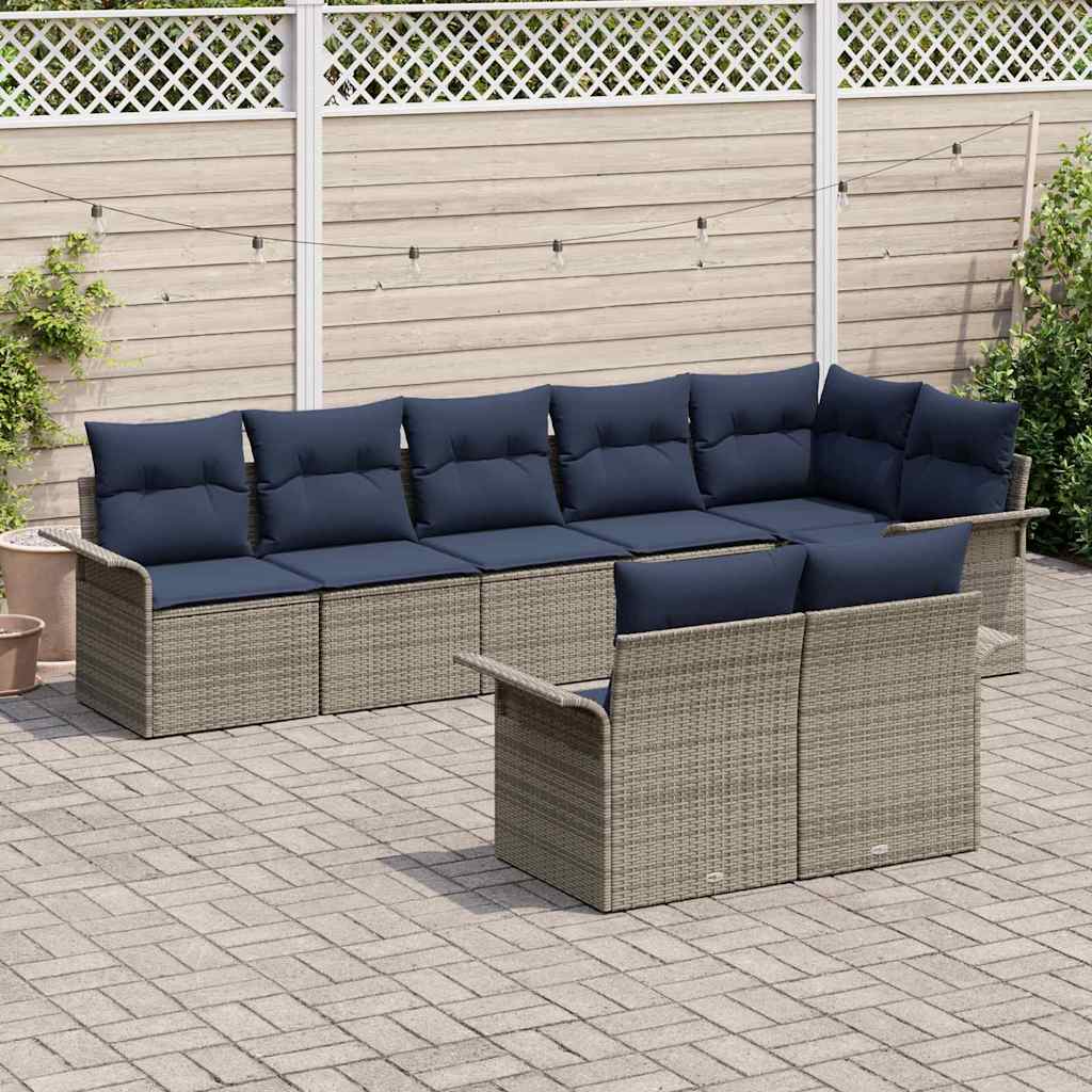 vidaXL Σετ Καναπέ Κήπου με μαξιλάρι 8 pcs Γκρι συνθετικό ρατάν
