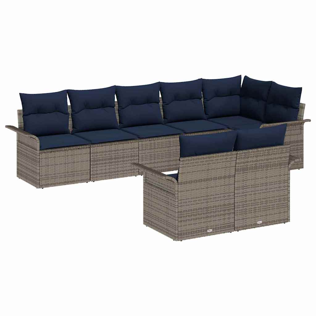 vidaXL Σετ Καναπέ Κήπου με μαξιλάρι 8 pcs Γκρι συνθετικό ρατάν