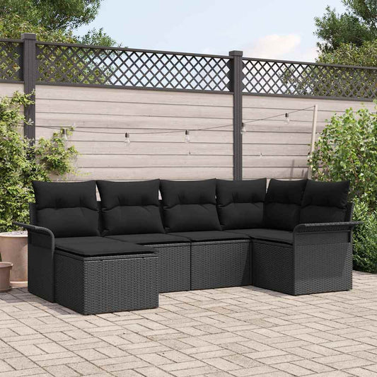 vidaXL Σετ Καναπέ Κήπου με μαξιλάρι 6 pcs Μαύρο συνθετικό ρατάν