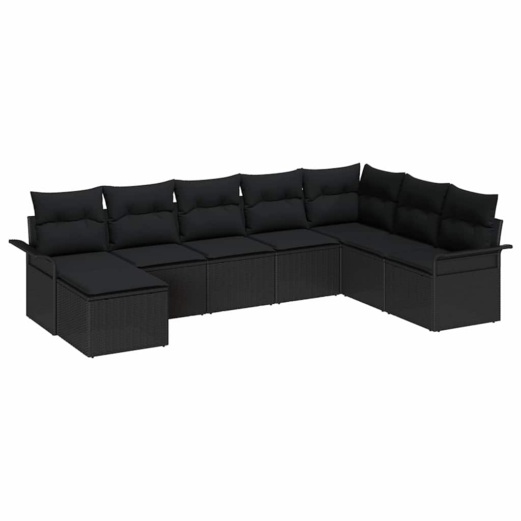 vidaXL Σετ Καναπέ Κήπου με μαξιλάρι 8 pcs Μαύρο συνθετικό ρατάν