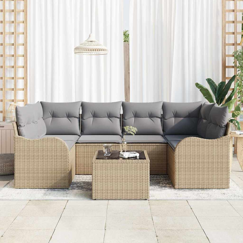 vidaXL Σετ Καναπέ Κήπου Μπεζ 55 x 55 x 37 εκ συνθετικό ρατάν