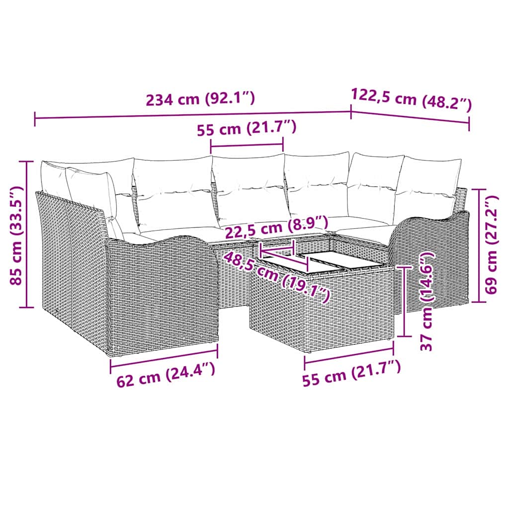 vidaXL Σετ Καναπέ Κήπου Μπεζ 55 x 55 x 37 εκ συνθετικό ρατάν